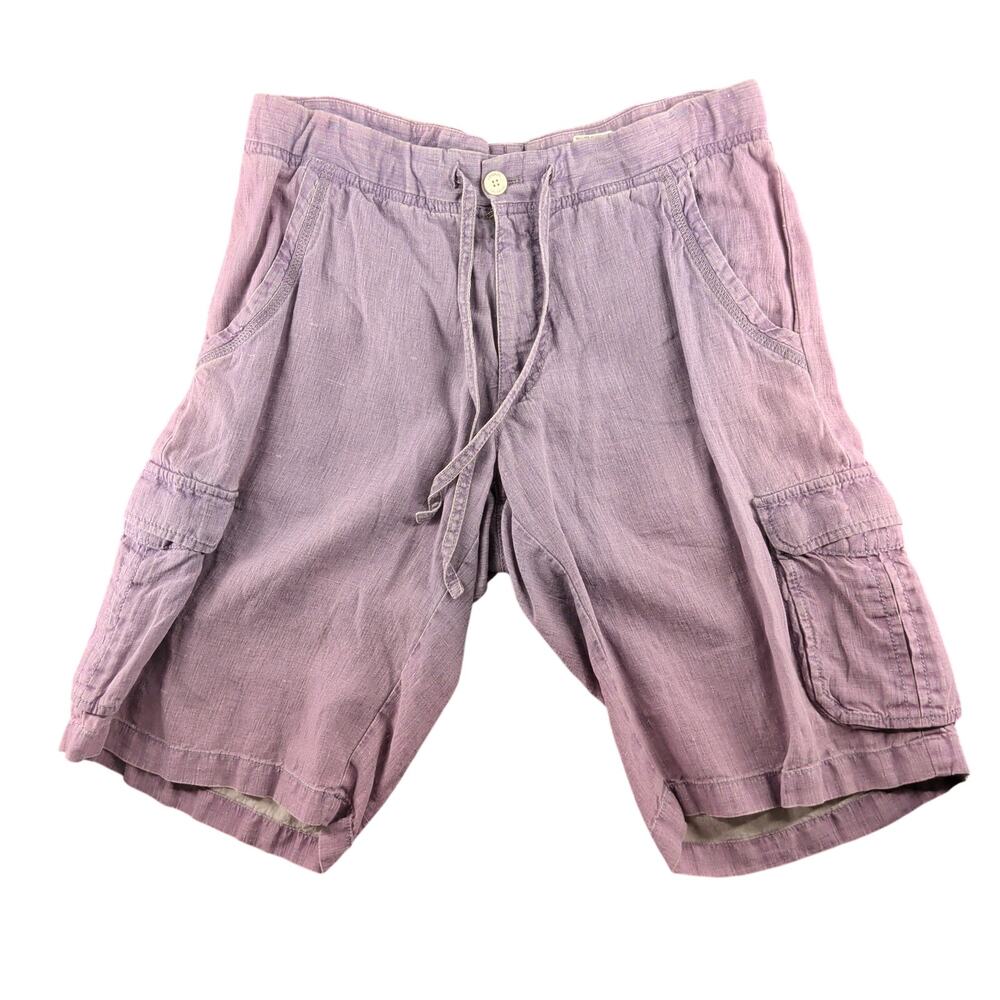 Armani Collezioni Linen Cargo Shorts Men's 32 Faded Purple Coastal Minimalist
